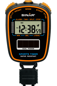 Sinar - Dual-Power-Stoppuhr Solar + Batterie Zeit Kalender 1/100 Sek. bis 30 Min. 1 Sek. bis 24 Std. Alarm Snooze Gehäusegröße: 60 x 85 mm uvP. 14,95 €