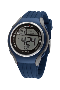 Sinar - digitale Uhr mit Silikonband Gehäusedurchmesser 43 mm Edelstahlboden EL-Licht Alarm Stoppuhr Timer Zweite Zeitzone 10 BAR uvP. 39,95 €
