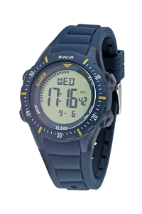 Sinar - digitale Uhr mit Silikonband Gehäusedurchmesser 39 mm Edelstahlboden EL-Licht Alarm Stoppuhr Timer Zweite Zeitzone 10 BAR uvP. 29,95 €